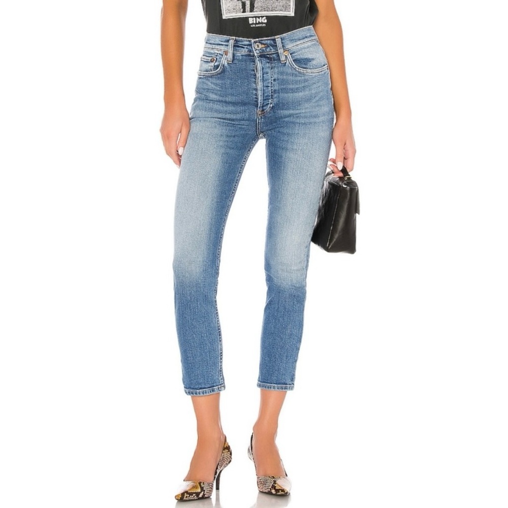 Re/Done Originals High Rise Ankle Crop Jeans-Worn Indigo-29-Excellent condition